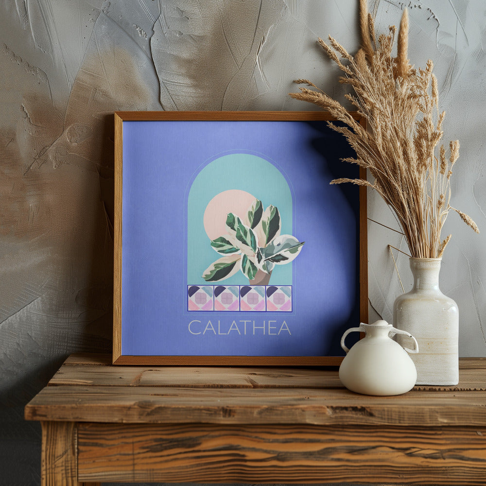 Green Sets Calathea Poster