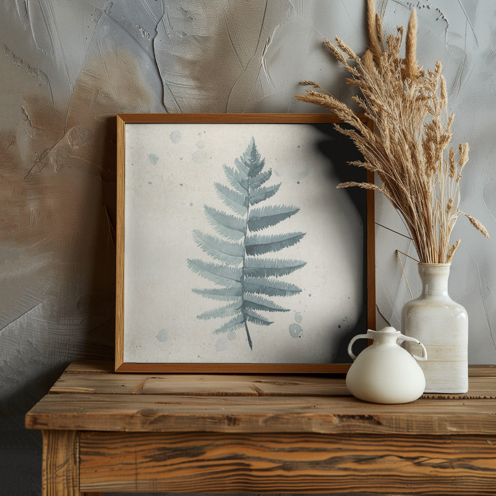 Teal watercolor fern 6 Poster