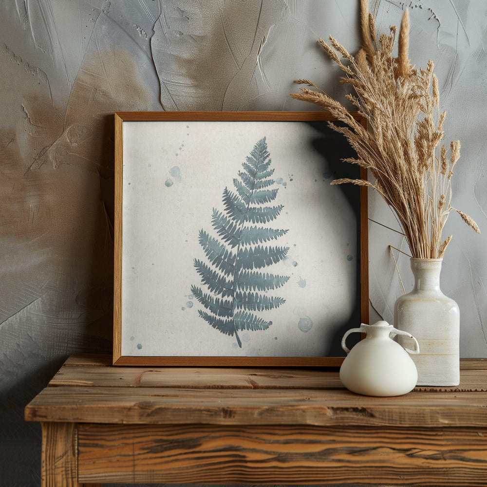 Teal watercolor fern 3 Poster