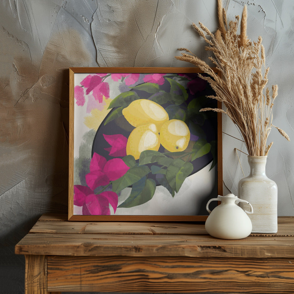 Bougainvillea and lemons Poster