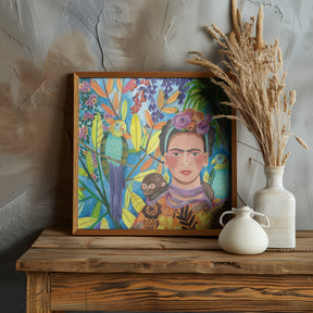 Frida and her parrots Poster