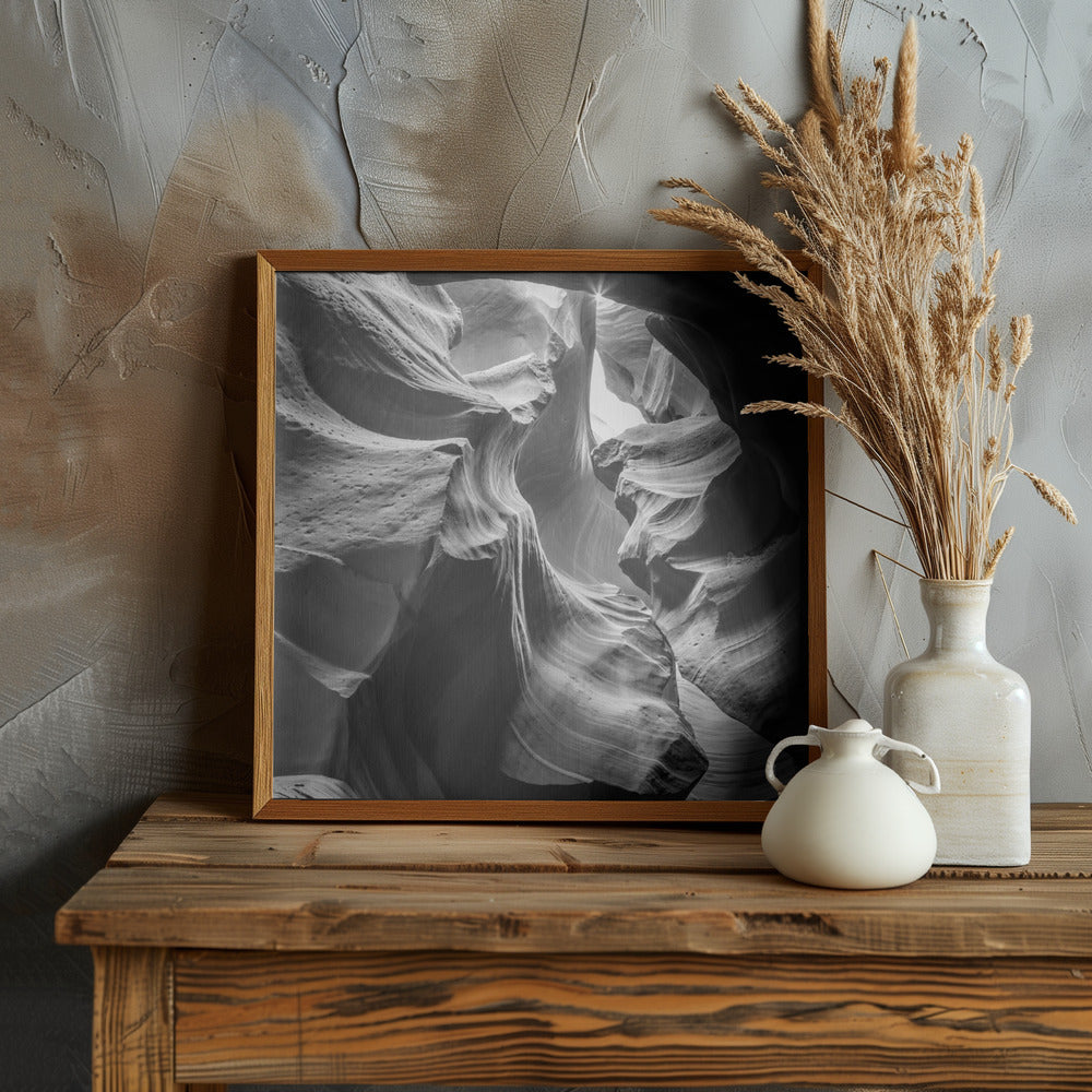 MONOCHROME ANTELOPE CANYON Rock Formation Poster