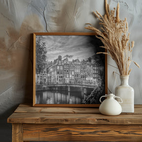 AMSTERDAM Idyllic impression from Singel - Monochrome Poster