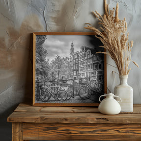 AMSTERDAM Flower Canal black &amp; white Poster