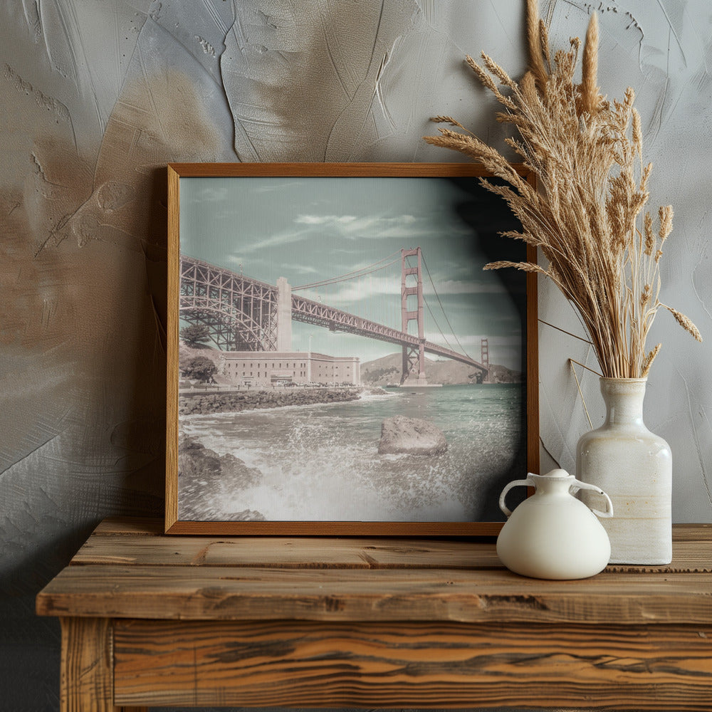 GOLDEN GATE BRIDGE Coastline Impression | urban vintage style Poster