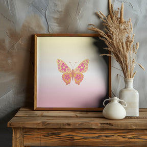 Colorful floral butterfly Poster