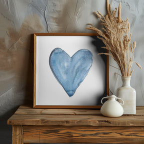 Watercolor heart blue Poster