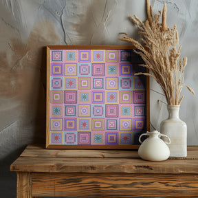 Colorful digital grandma squares I Poster