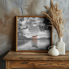 Vermilion torii of the Itsukushima Shrine on Miyajima - colorkey Poster