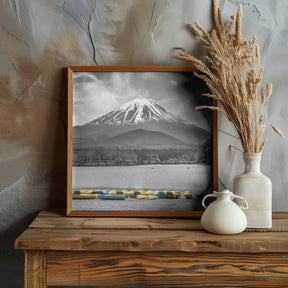 Charming Lake Shoji with majestic Mount Fuji - colorkey Poster