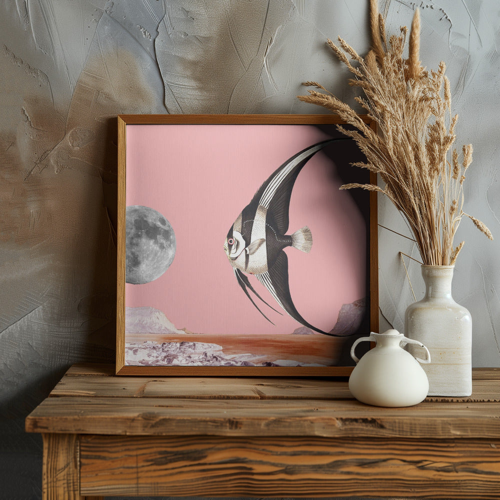 Plenty of Fish In the Sea Pink - Surreal Collage Poster