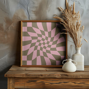 Twirly - Checkerboard - Pink and Brown Poster