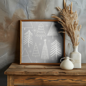 Christmas Tree Evergreen - Tree - Pine Tree Grey Poster