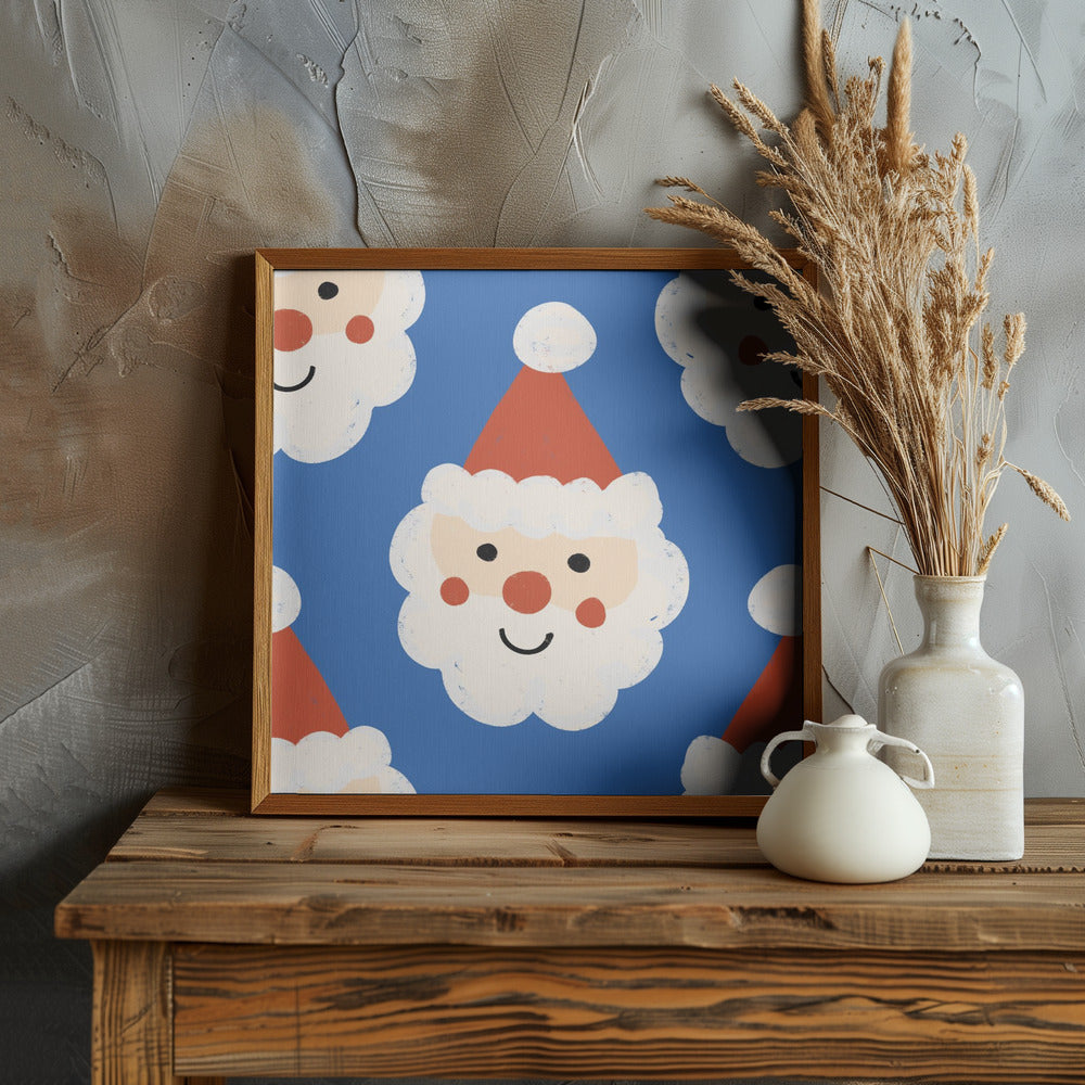 Santa Claus Retro Bold Blue Poster