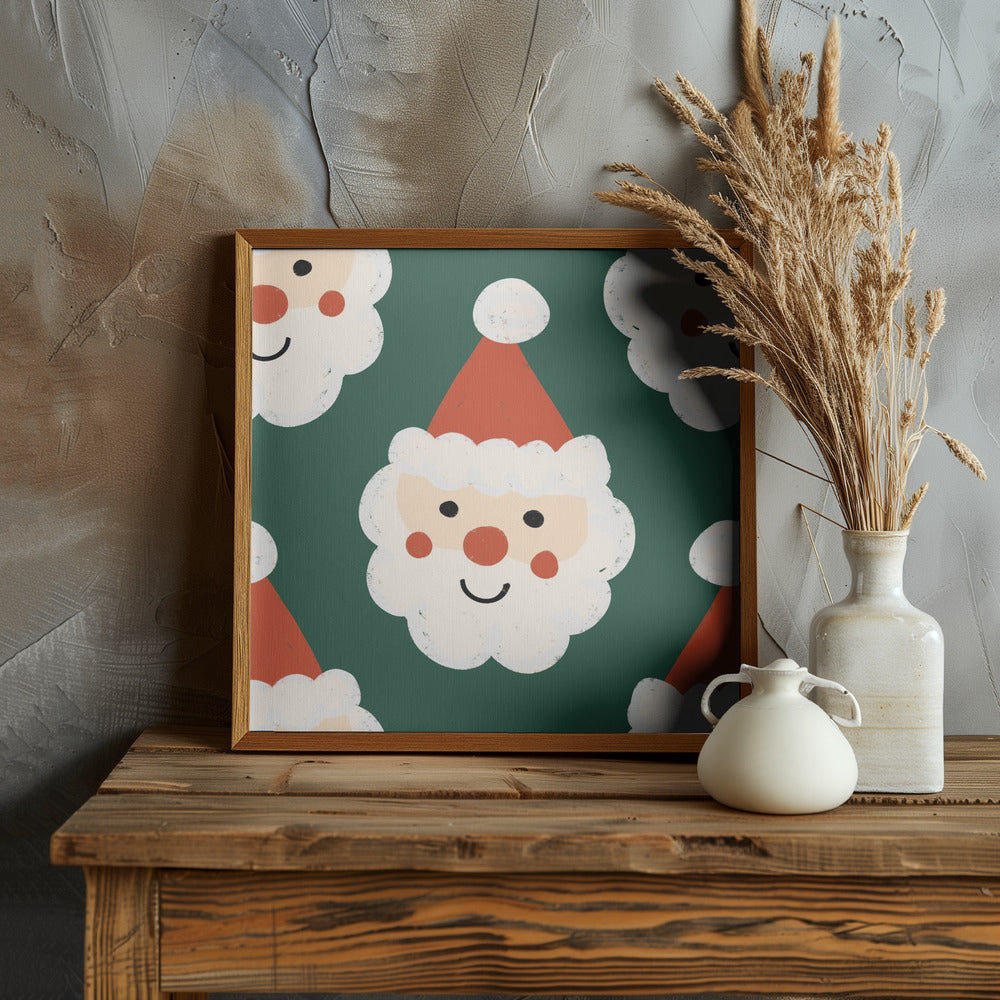 Santa Claus Retro Bold Green Poster