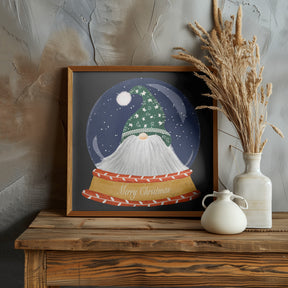 Christmas Santa Gnome Snow Globe - Merry Christmas Poster