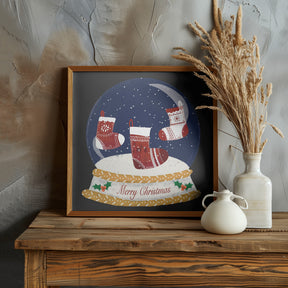 Christmas Stocking Snow Globe - Merry Christmas Poster