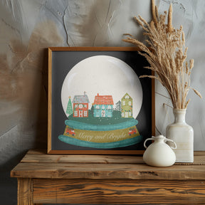 Christmas Village Snow Globe - Merry and Bright Poster