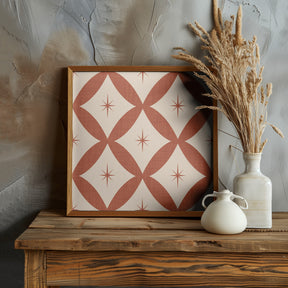 Atomic Star   Mid Century Starburst Rust Red Poster