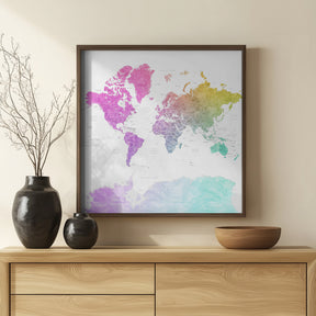 Leo world map with countries Poster