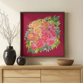 Rekha floral bouquet in watercolor an red Poster