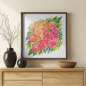 Rekha colorful watercolor bouquet Poster