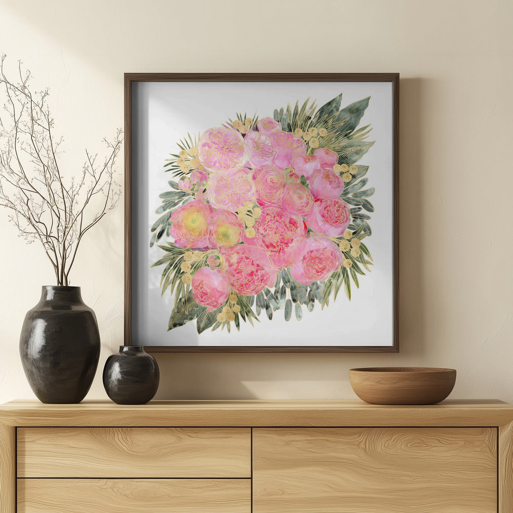 Rekha floral bouquet in light pink Poster