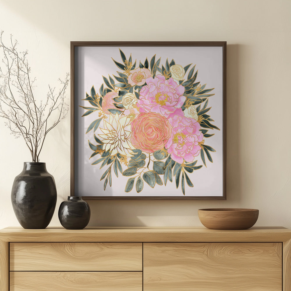 Nanette floral bouquet in pastels Poster