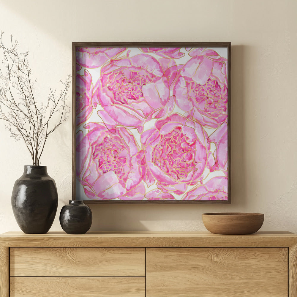 Sally's peonies pattern Poster