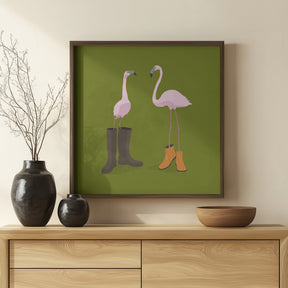 Fashion Flamingos Poster