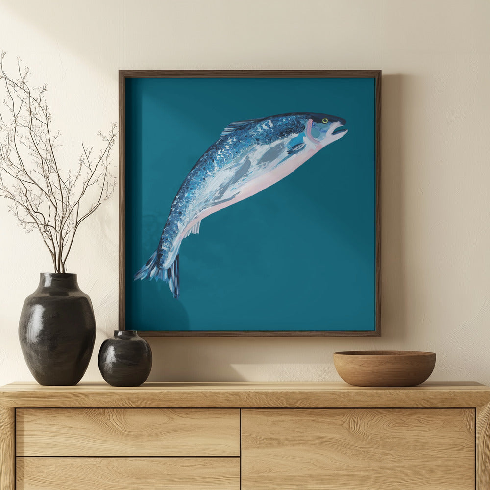 Leaping Salmon Poster