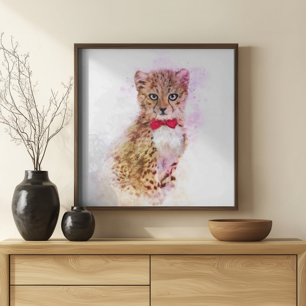 Baby Cheetah Watercolor Poster