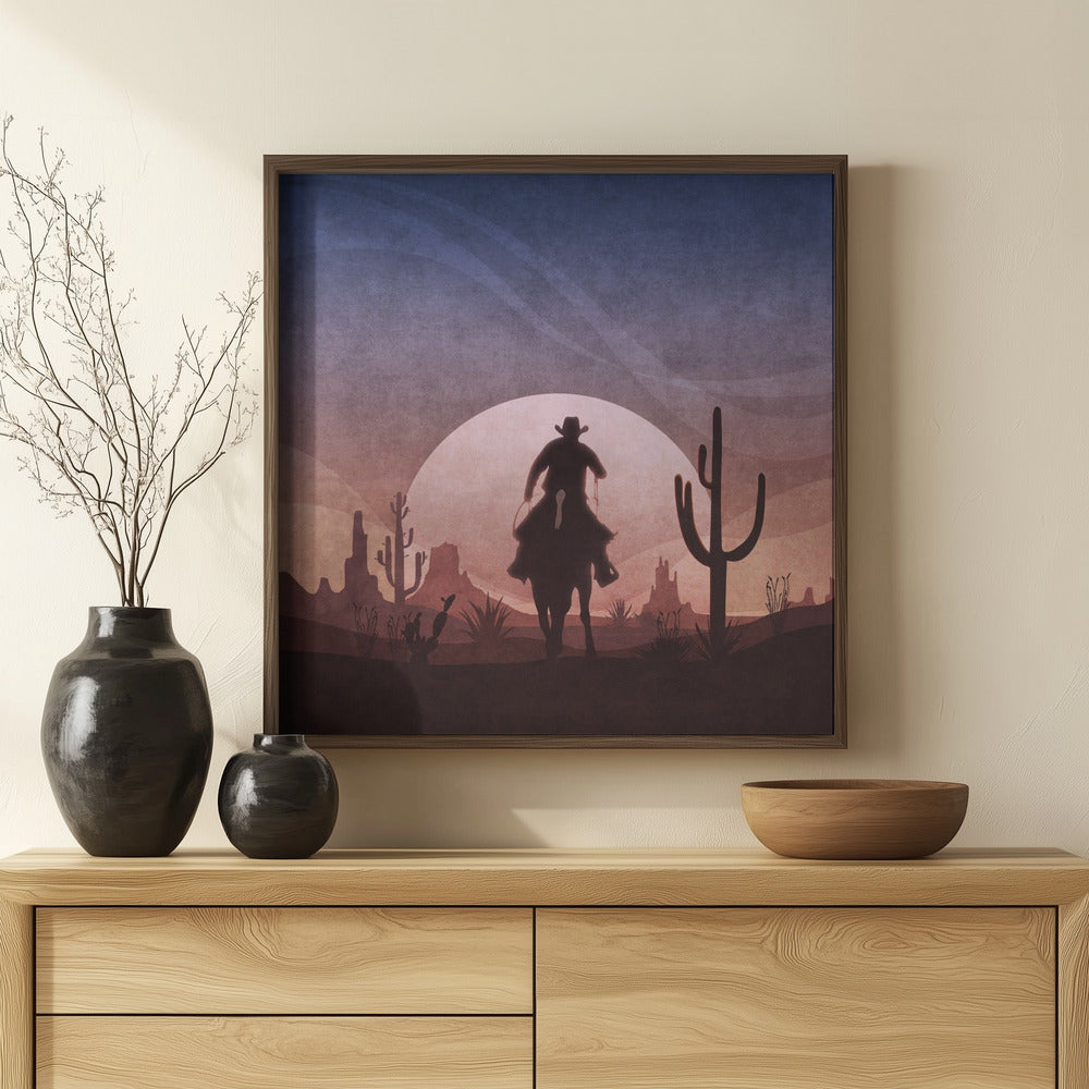 Cowboy Sunset Poster