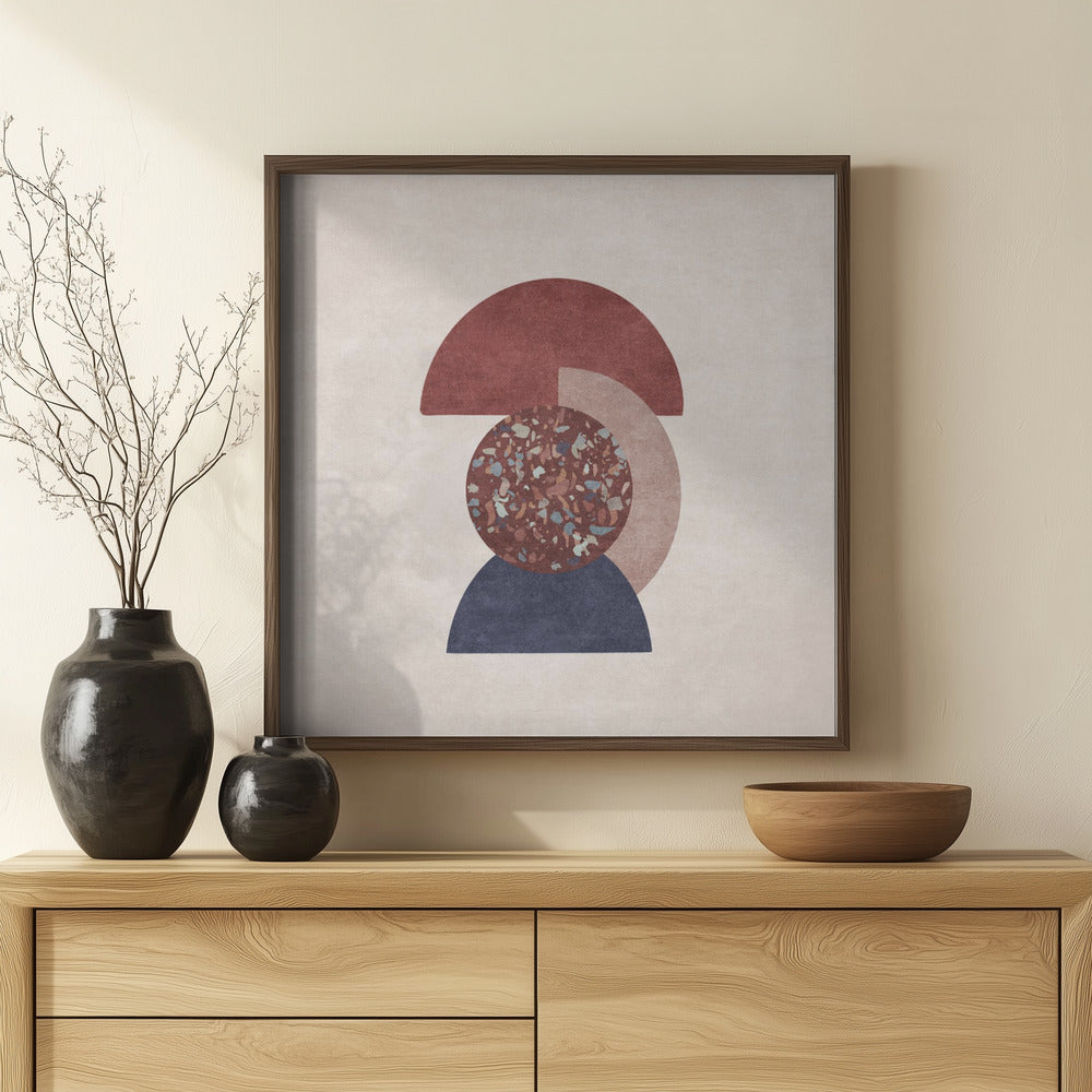 Beyaz Ve Kahverengi Saksili Terazzo Poster