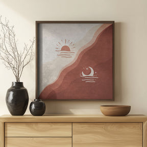 Moon and Sun Terracotta Poster