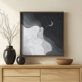 Moon Lady Bw Poster