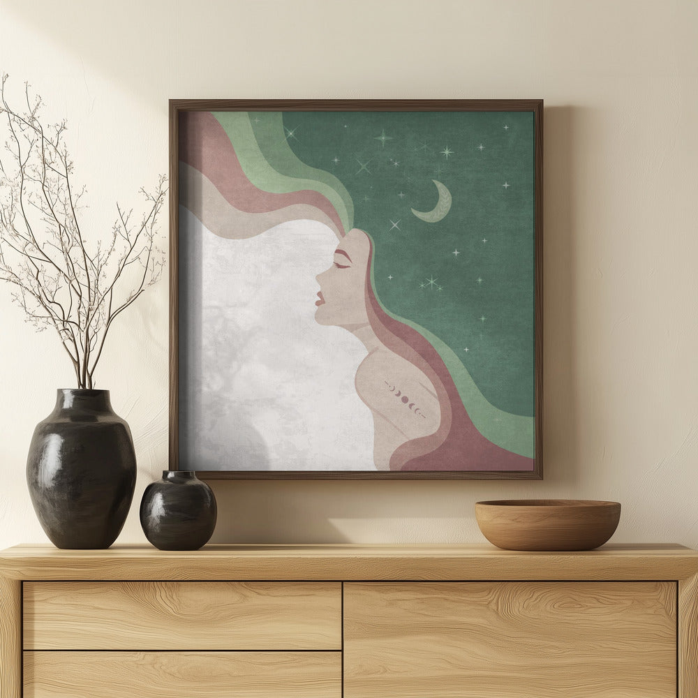 Moon Lady Green Poster