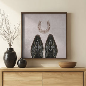 Cowboy Boots and Horseshoe Poster