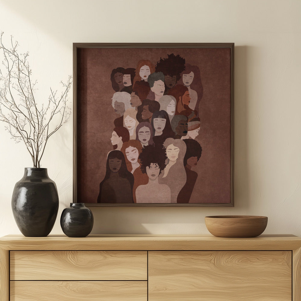 Absctract Terra Womens Faces Poster