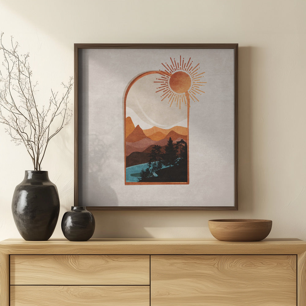 Window Desert Day and Sun Poster