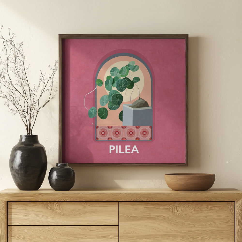 Green Sets Pilea Poster