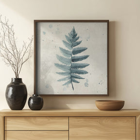 Teal watercolor fern 6 Poster