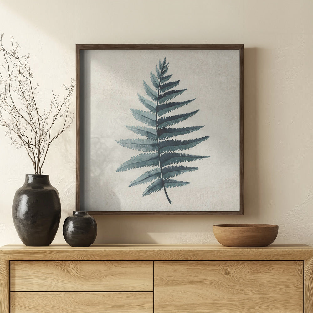 Teal watercolor fern 5 Poster