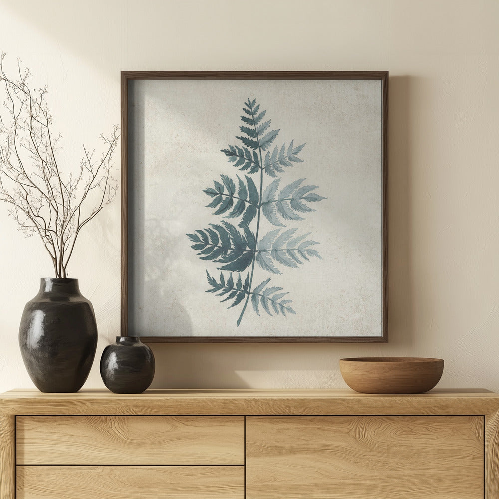 Teal watercolor fern 4 Poster