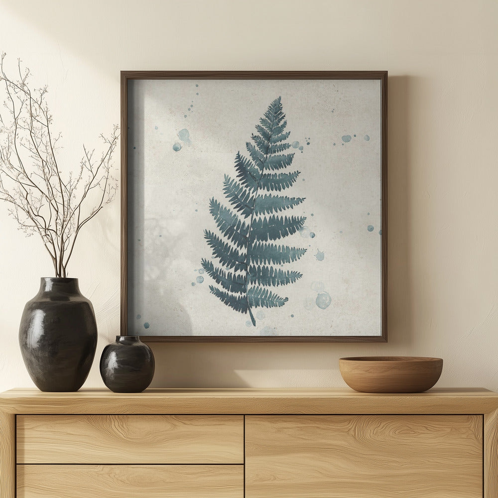 Teal watercolor fern 3 Poster