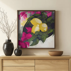 Bougainvillea and lemons Poster