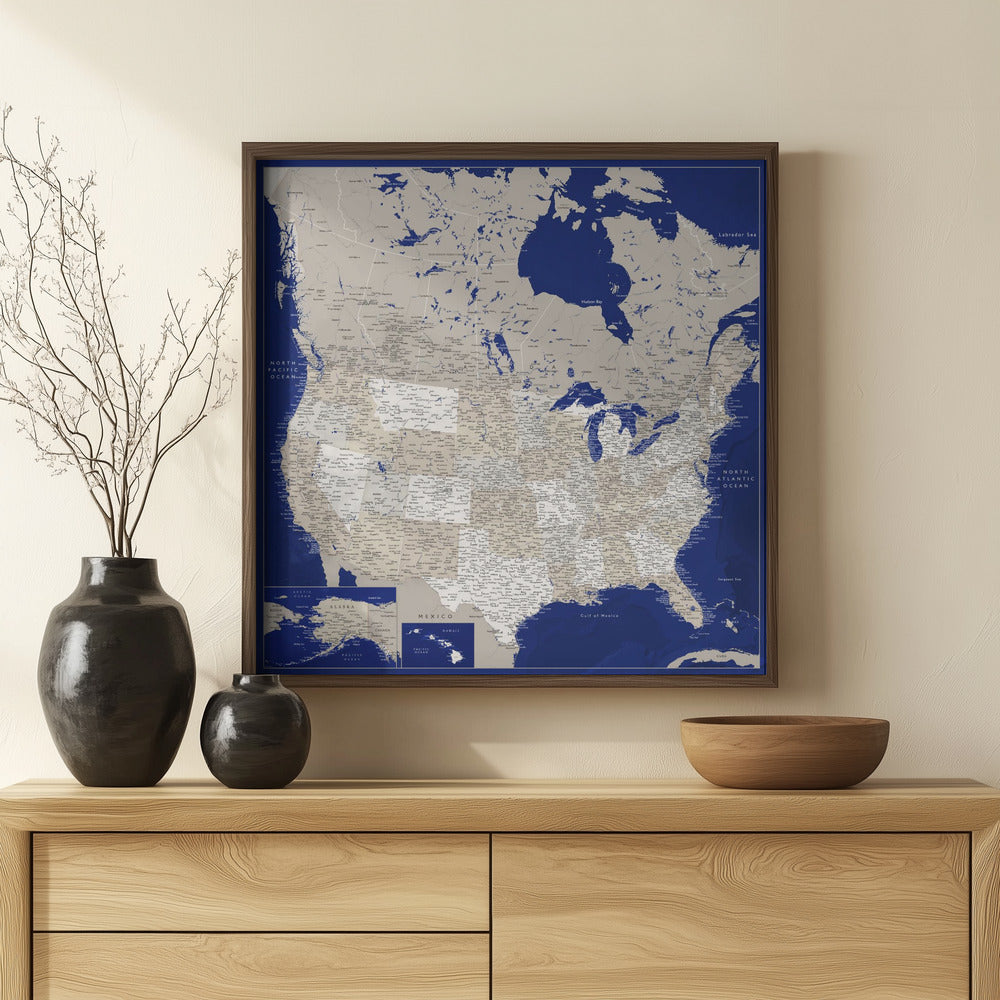 Highly detailed map of the United States, Kameryn Poster