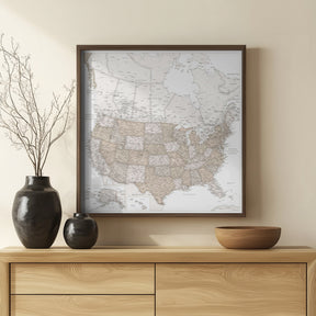 Highly detailed map of the United States, Louie Poster