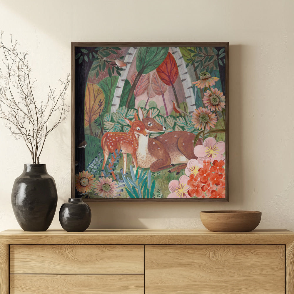 Deer in the forest Poster