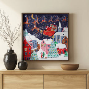 Santa and his Reindeers Poster